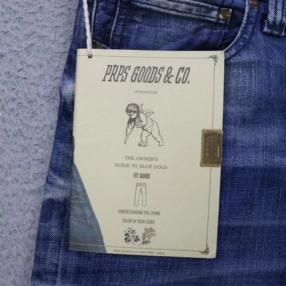 NWT PRPS Rambler Jeans Men 34 Blue Skinny Fit Low Front Rise Button Fly Distress